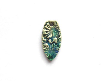 Sea Green Pendant Handmade Ceramic Hibiscus Flower Pendant