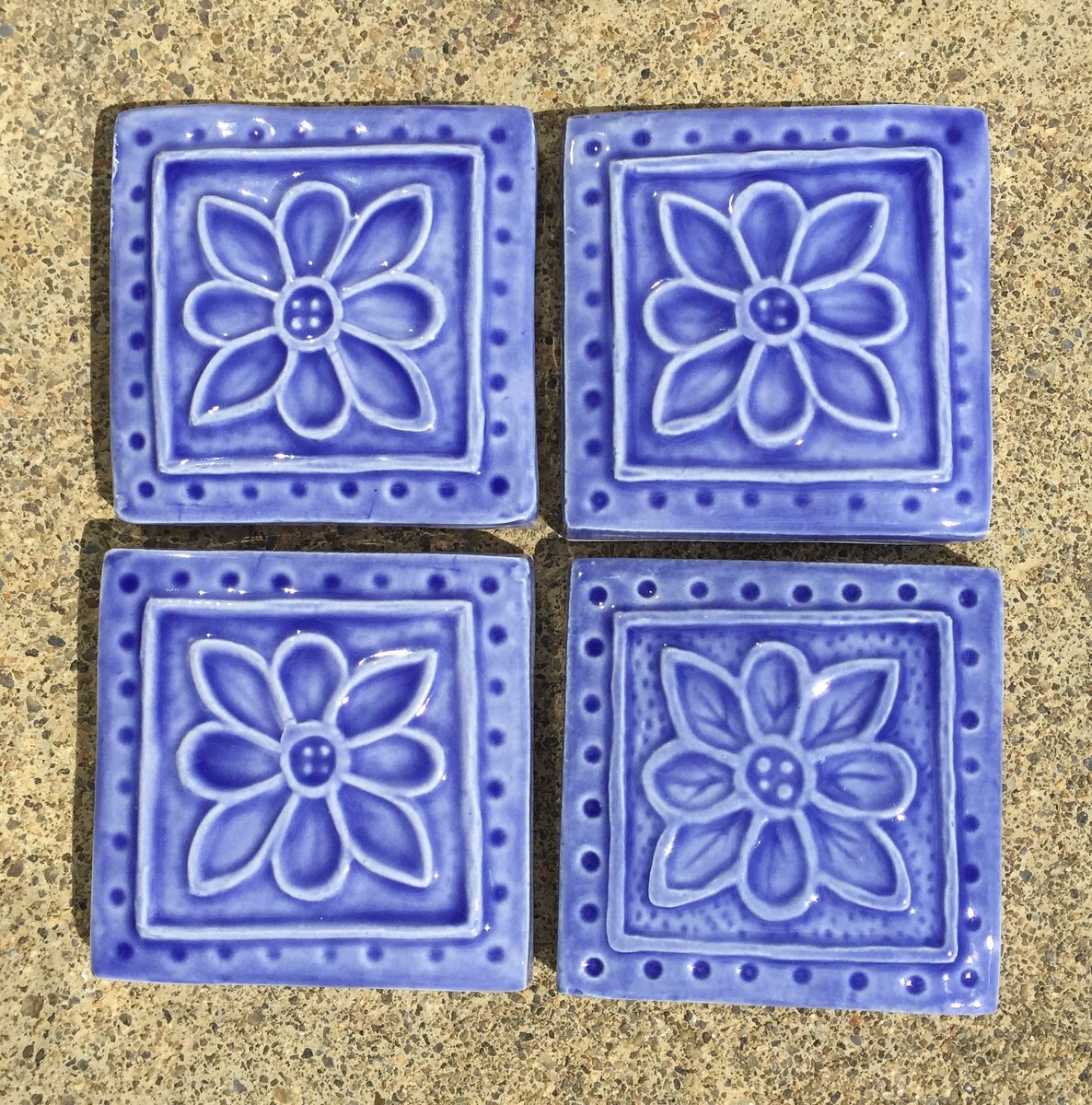 2x2 Ceramic Accent Tile Set of 4 Handmade Accent tiles in
