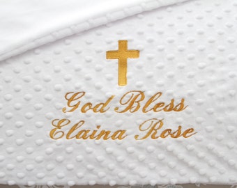 PERSONALIZED, Luxury Minky Dot Blanket, monogrammed blanket, christening blanket, baptism blanket, crib blanket, baby shower gift, layette