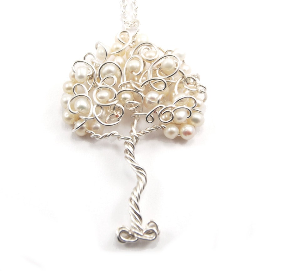 Wire Tree Pendant Fresh Water Pearl Wire Wrapped Pendant