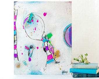 Original Abstract Painting Modern abstract Expressionist Art Colorful Acrylic Painting on canvas Wall Decor by Heroux 16x20 inch wall art