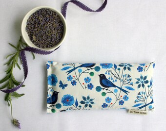 Eye Pillow, Lavender and Flax Seed Eye Pillow - Moody Blues Birds Scented Gift Relaxation Yoga Meditation