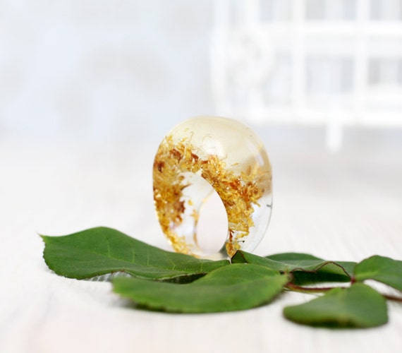 Osmanthus Resin Ring - Pressed Flower Jewelry - Real flower - Resin Ring