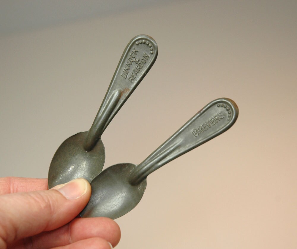 Antique Metal Ice cream Spoons Breyers Dimmock & Reardon Set