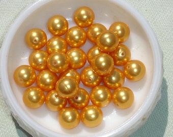 Large Orange Pearl Beads - Jewelry Making Supply - 14 pcs