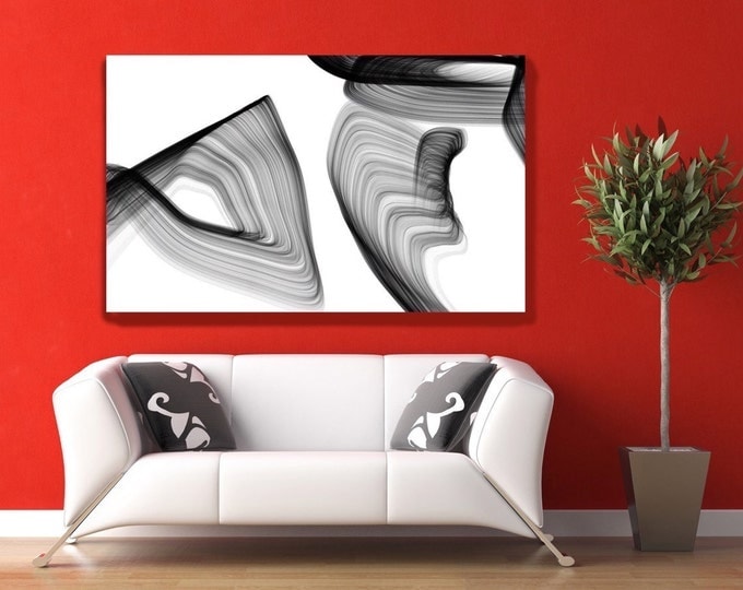 Industrial Abstract in Black and White 2015-13. Unique Abstract Wall Decor, Large Contemporary Canvas Art Print up to 72" by Irena Orlov
