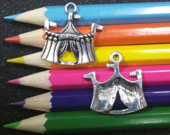 3 PCS - Circus Fair Tent Clown Silver Charm Pendant C1235