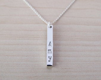 Silver Name Necklace - One Silver Stick - Sterling Silver
