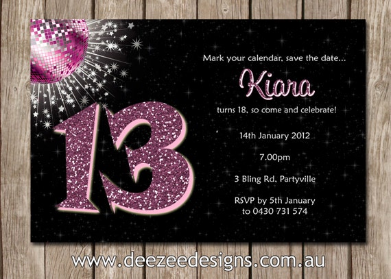 Bling Personalised Birthday Invitations - YOU PRINT by Deezee Designs ...