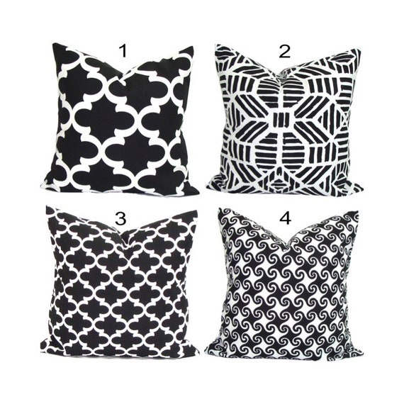 Black Pillows INDOOR OUTDOOR Pillow Covers Black Decorative