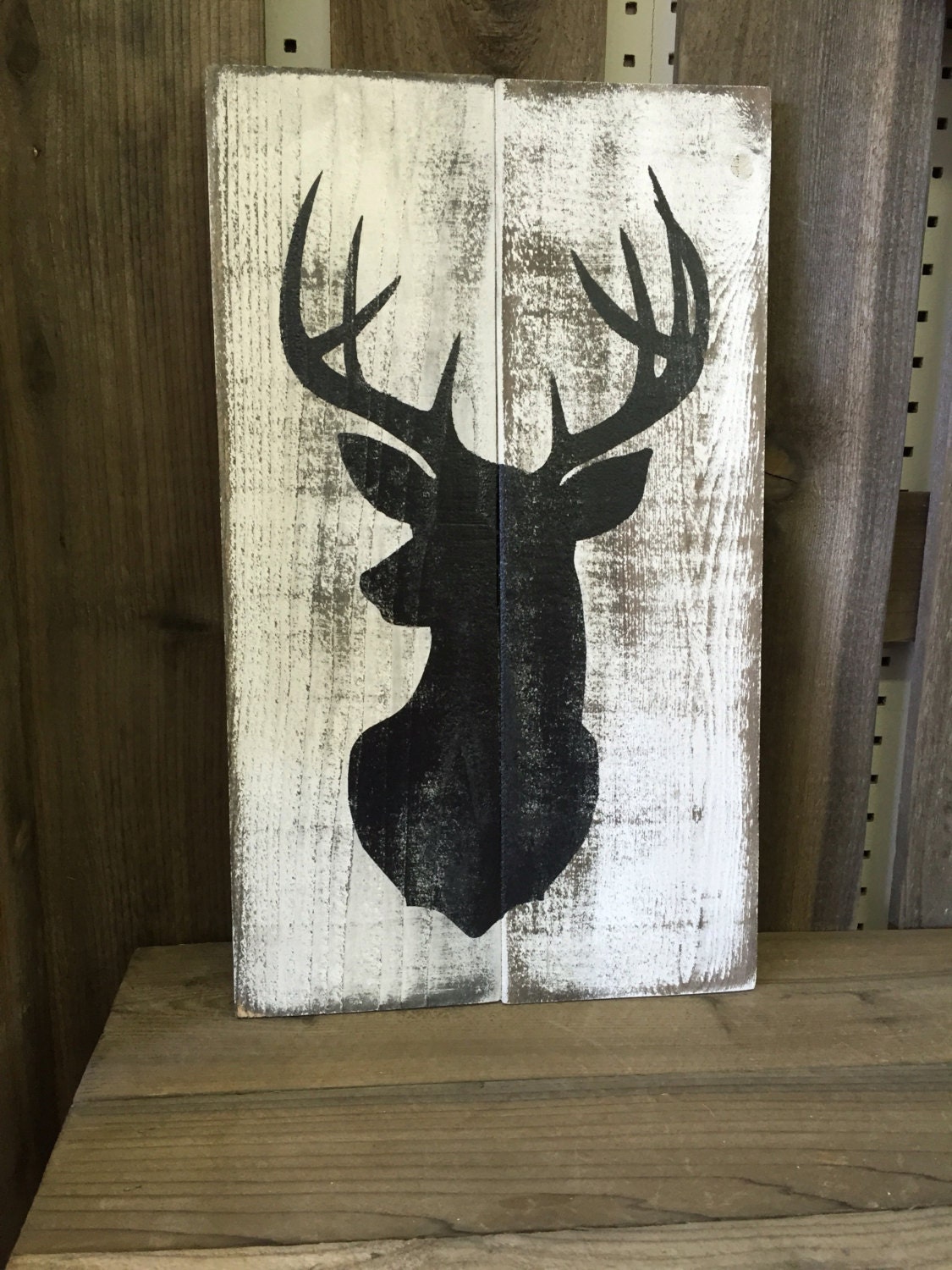 Deer Silhouette Wood Signs Handmade & Painted Rustic
