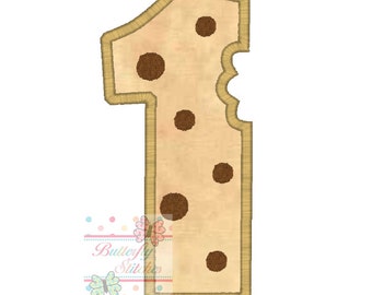 cookie monster fat number one birthday machine embroidery