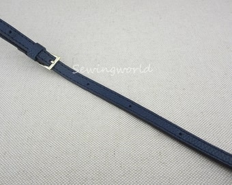 Adjustable Real Leather Purse Strap in Navy Blue 130cm x 1.2cm