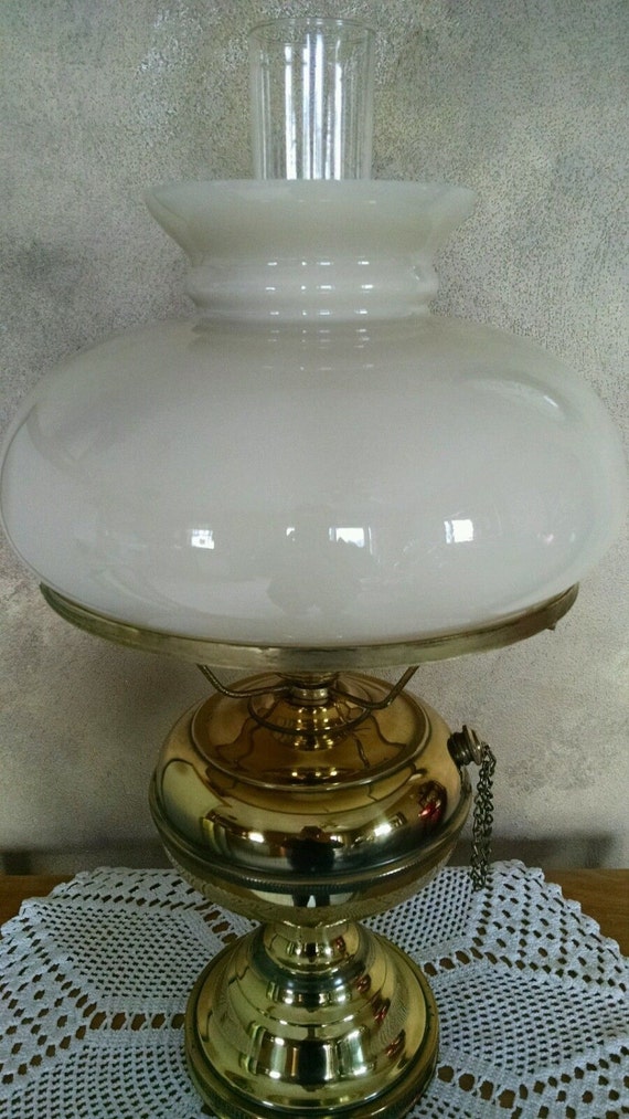 Vintage Converted To Electric Kerosene Brass Lamp by Heaven3600