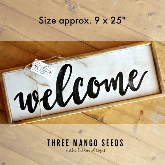 Items similar to Cursive Rustic Wood Sign / 9 x 25 / Hand Lettered / Fixer Upper Style