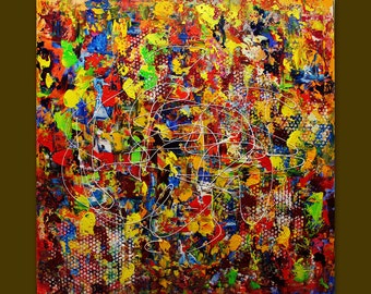 Oil painting on Canvas palette knife Contemporary colors Mixed.Only today sale
