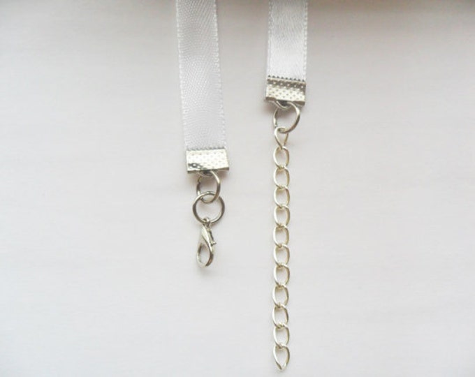 Satin choker necklace White 3/8" or 5/8" width (pick your neck size) Ribbon Choker Necklace