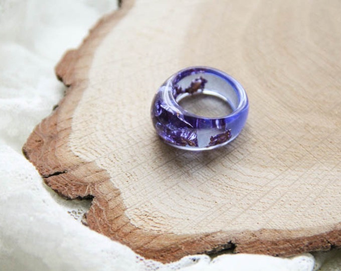 Navy Blue Resin Ring With Copper Flakes, Epoxy Geometric Ring, Transparent Simple Ring, Unique Resin Ring, Modern Material, Anniversary Ring