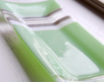 Mint Green Fused Glass Sushi Dish/Plate