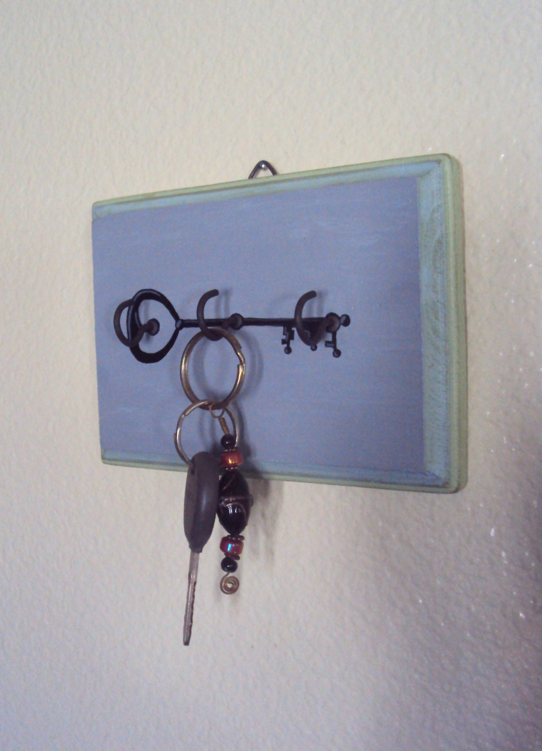 Hallway Key Holder Gray Blue Green Wall Art Wall Key Hook