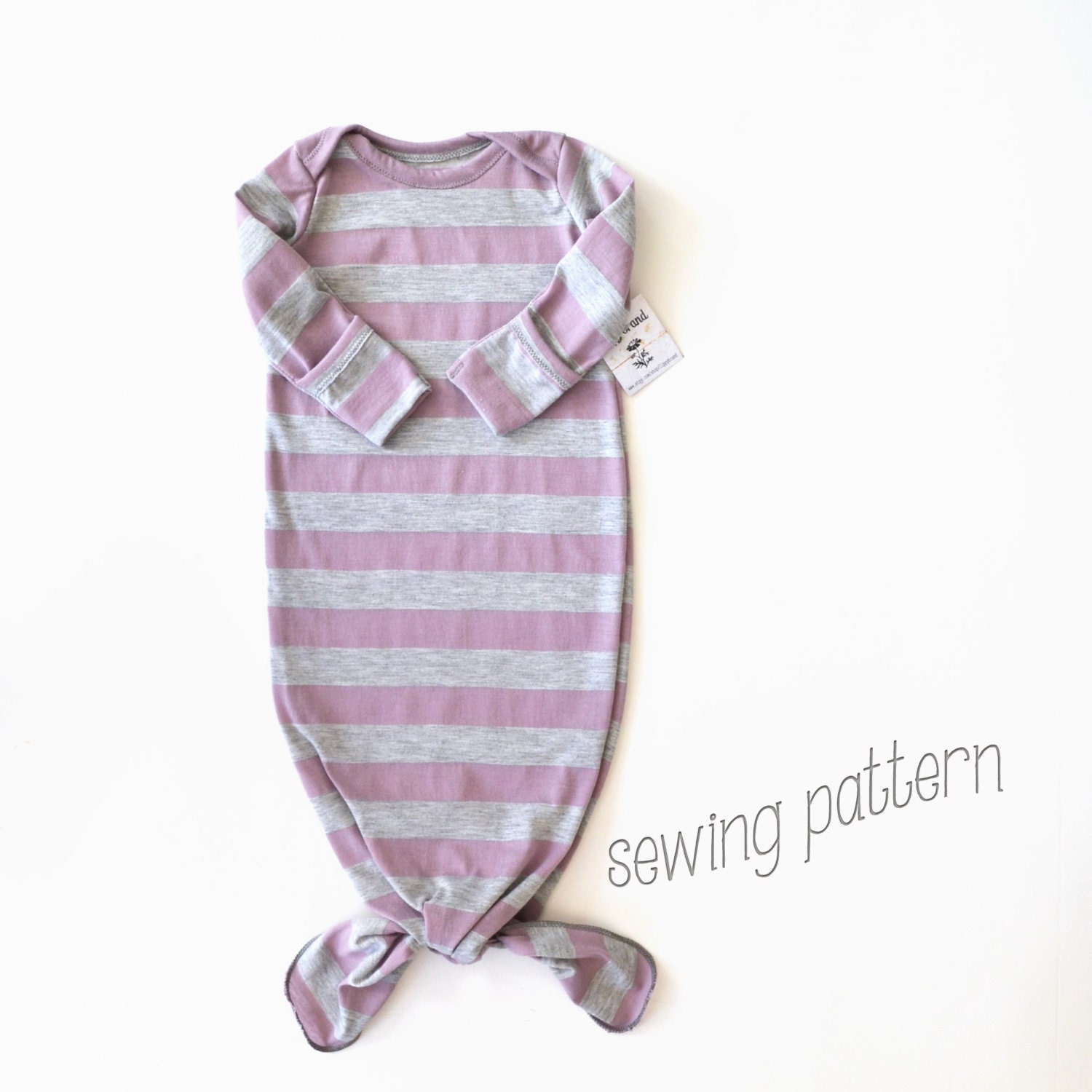 Knot gown sewing pattern. Newborn gown. PDF pattern easy with