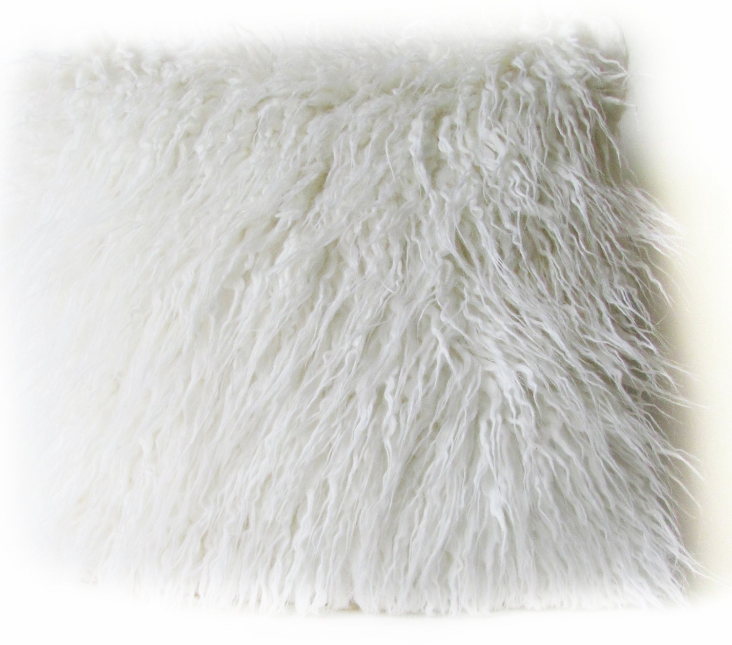 White Fur Pillow Cover. Mongolian Faux Fur by AnyarwotDesigns