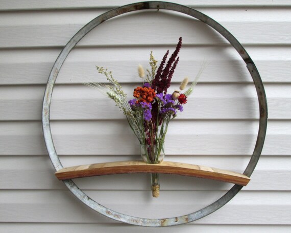 Wine Barrel Ring  Stave Wall Hanging Flower Holder Wedding 