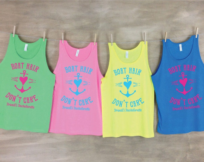 Boat Hair Don't Care Personalized Bachelorette Beach Tanks Sets