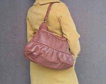 Brown Leather Bag, Stylish Purse, Tan Trendy Hobo Bags, Ruffled Casual Shoulder Handbag, Dalay