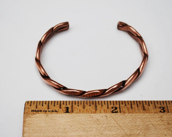 Copper Cuff Bracelet braided twisted copper bangle