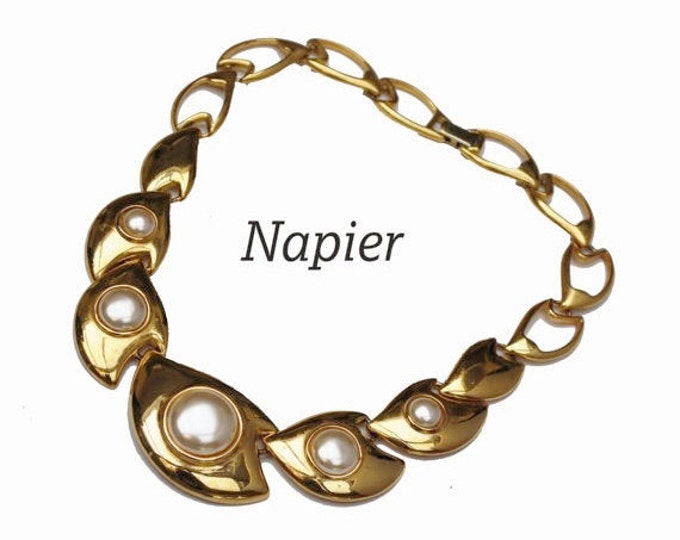 Napier Chunky necklace Gold Pearl Folio collection Book piece Link necklace