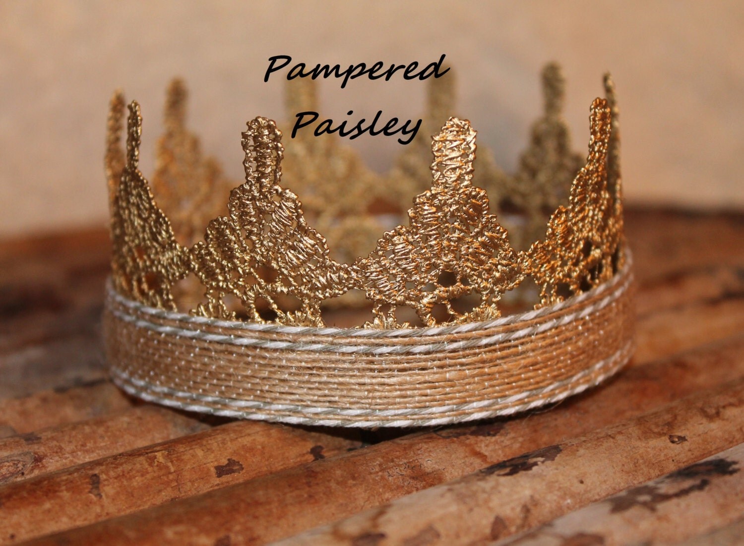 Rustic Gold crown Burlap Crown baby boy crown by PamperedPaisley