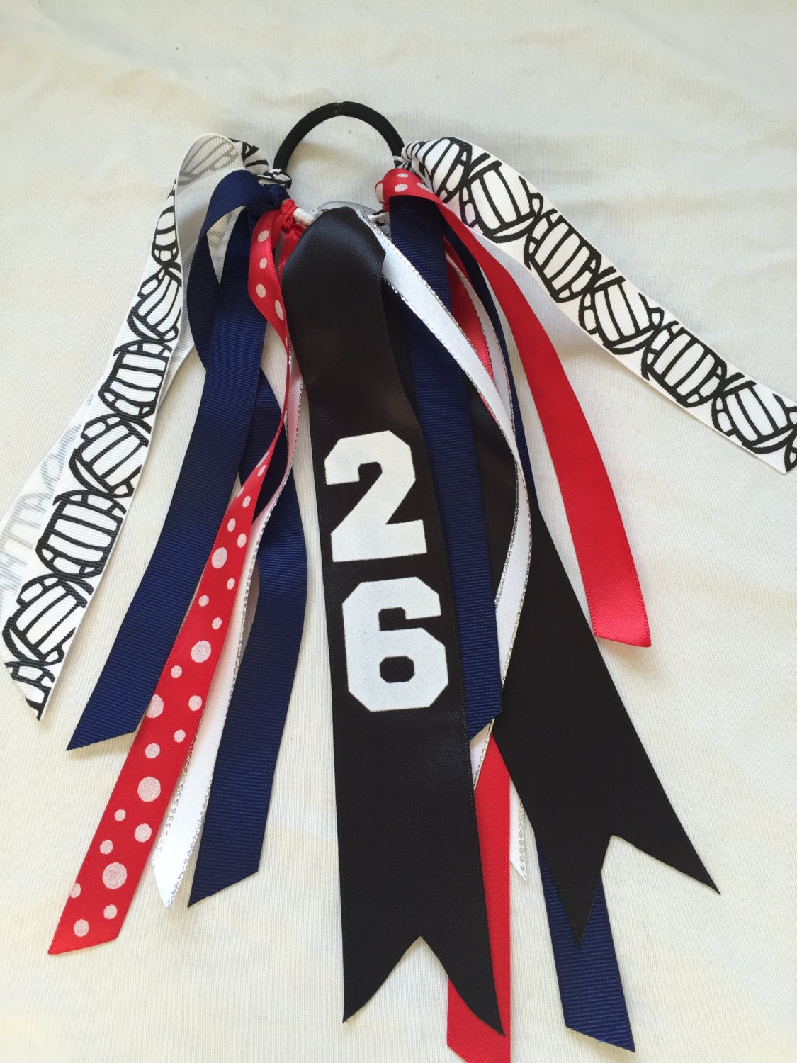 Custom Red and Navy Volleyball Hair Bows Red and Navy