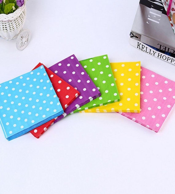 Paper napkins multi colored cocktail napkins polka dot