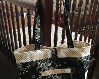 Black Cream Designer Tote
