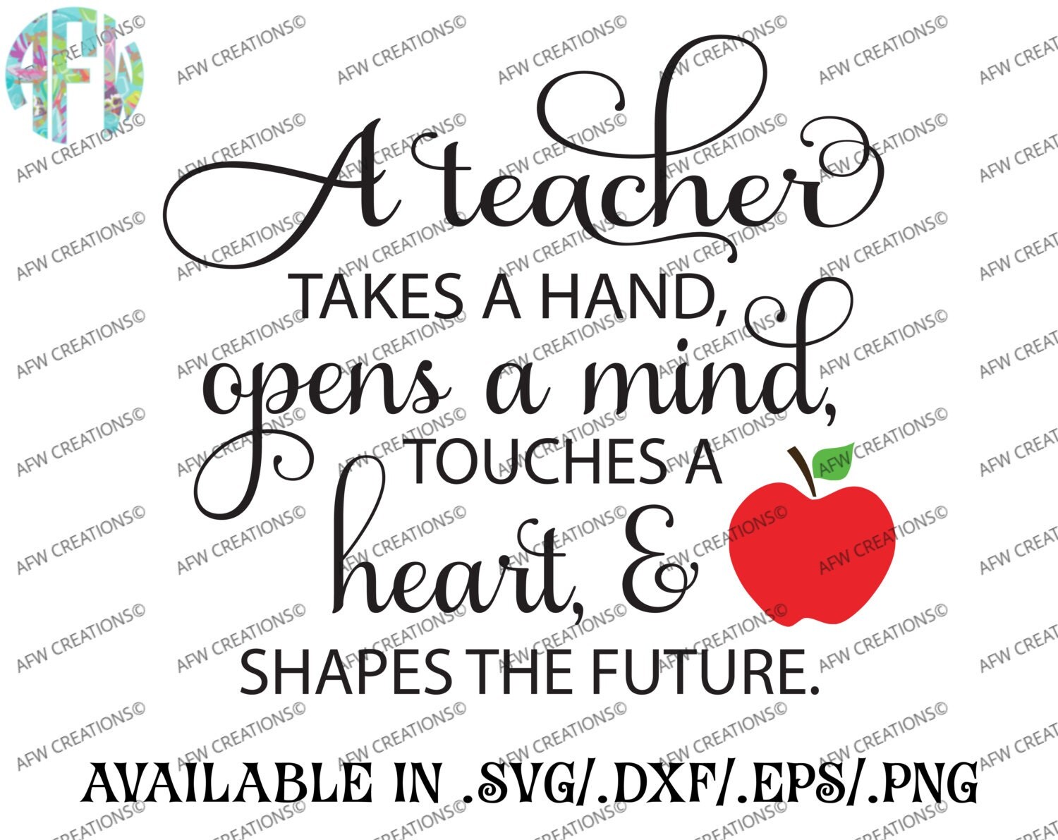 Download Digital Cut File A Teacher Takes a Hand SVG DXF by AFWifeCreations