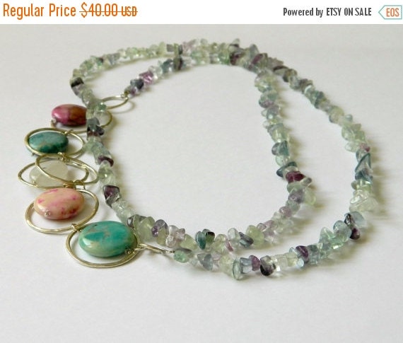 ON SALE Double wrap necklace long beaded necklace by craftysou