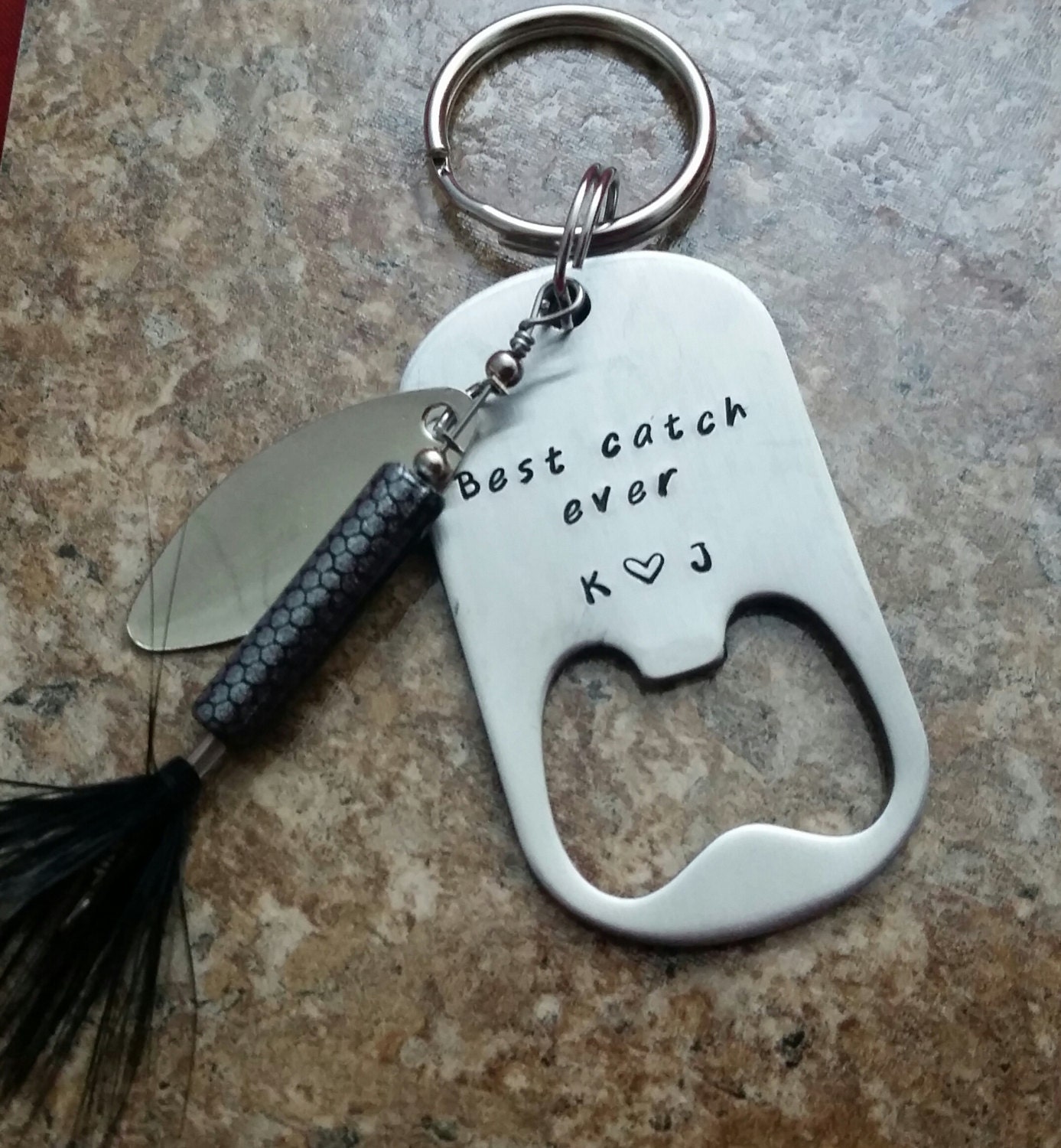 my best catch keychain spinner Lure fishing gift by TiffysLove