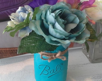 Flower Pens with Painted Mason Jar Vase