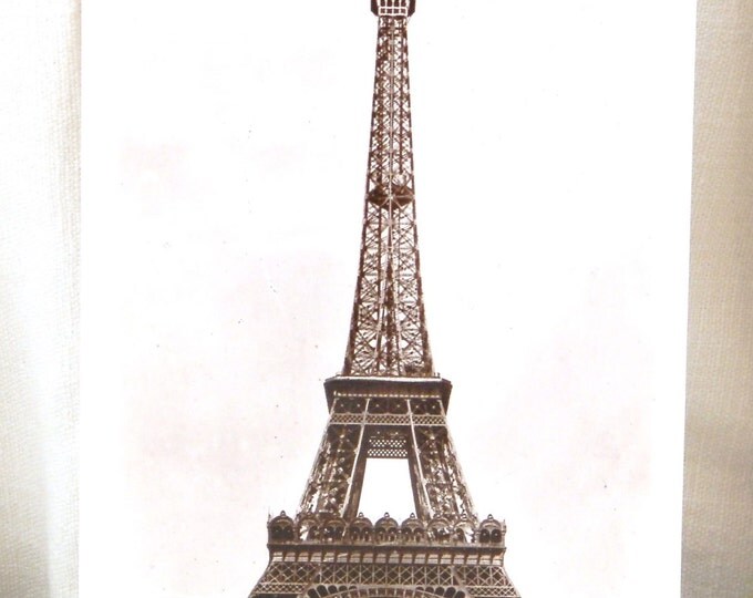 Antique Art Deco French Black and White Postcard, Eiffel Tower, Paris / Parisian Souvenir Retro Vintage Home Interior / French Country Decor