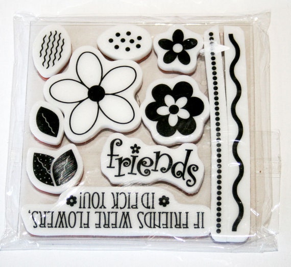 flower and friends clear mount rubber stamp set christmas tagables stampin up