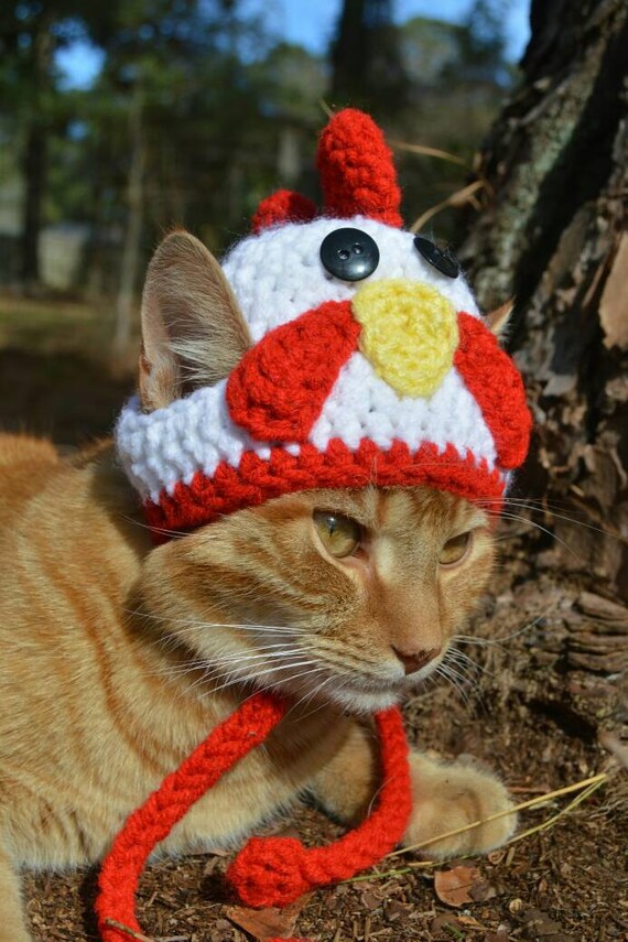 Rooster Hat for Cats Rooster Cat Hat Rooster by iheartneedlework