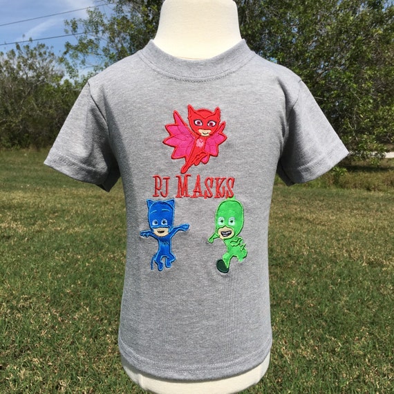 PJ MASKS ALL 3 CharactersPersonalized Embroidered TShirt