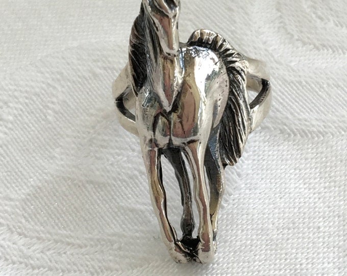 Sterling Silver Horse Ring Equestrian Jewelry Young Colt Ring Size 5.5