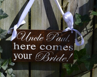 Here comes your Bride sign, here comes the bride, country wedding, rustic wedding decor, boho wedding, flower girl sign, ring bearer sign