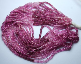 14 Inch-Super-FINEST- Shaded Pink Tourmaline Faceted Rondelles 2.75-3mm Large Size