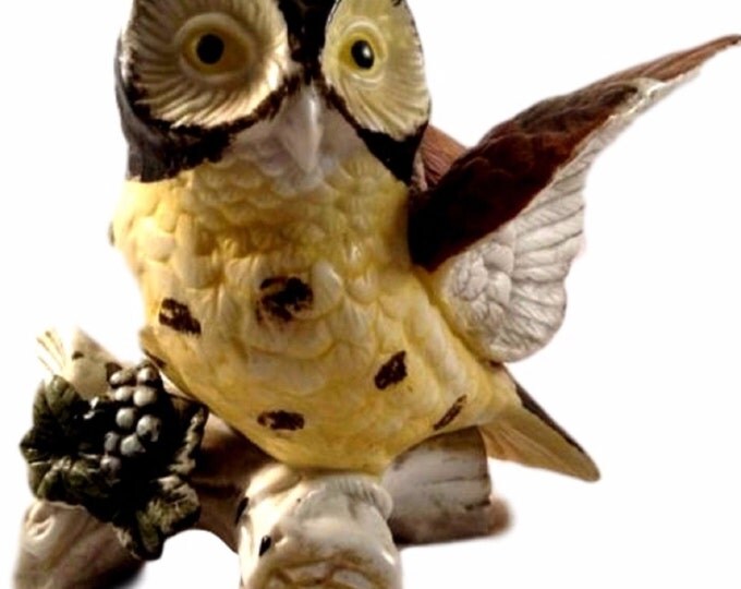 Garden Decor Birds Owl Ceramic Figurine, Garden Art Vintage, Garden Gift, Patio Decor, Home Decor, Gifts For Her