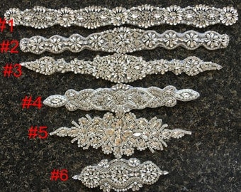 1 pc Rhinestone Applique for Bridal Wedding Sash Bridal applique Crystal Applique Diamond Applique Wedding Applique Wedding Belt Applique