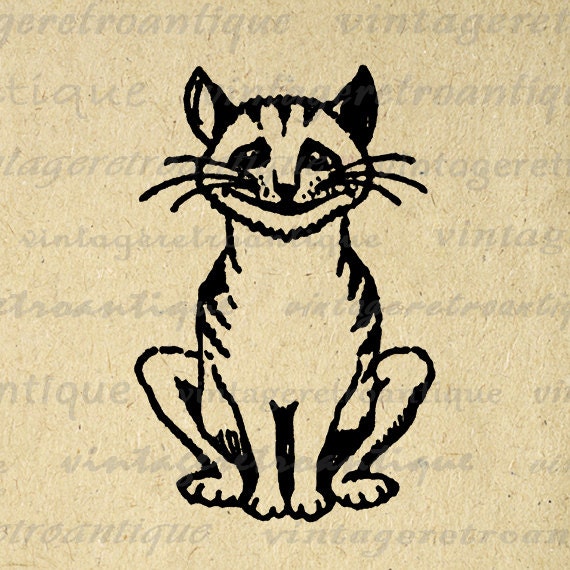 Digital Cheshire Cat Printable Download by VintageRetroAntique