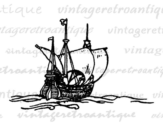 Printable Graphic Antique Ship Download Image Digital Illustration Vintage Clip Art Jpg Png Eps HQ 300dpi No.2556
